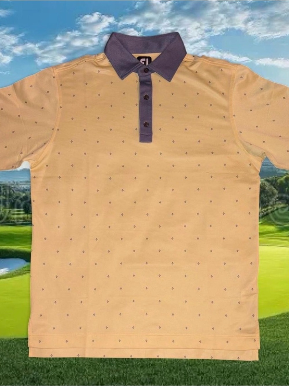 FootJoy FJ Men’s Medium Golf Polo Yellow/Gray Geometric Performance Stretch